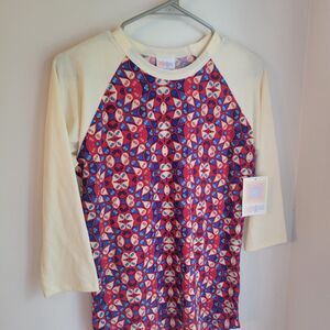 NWT LuLaRoe Randy XS Extra Small Baseball Tee Long Sleeve